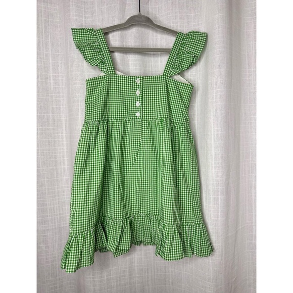 Janie & Jack Dress Girl Size 4 Green White Gingham Ruffle Summer Casual - Picture 3 of 5